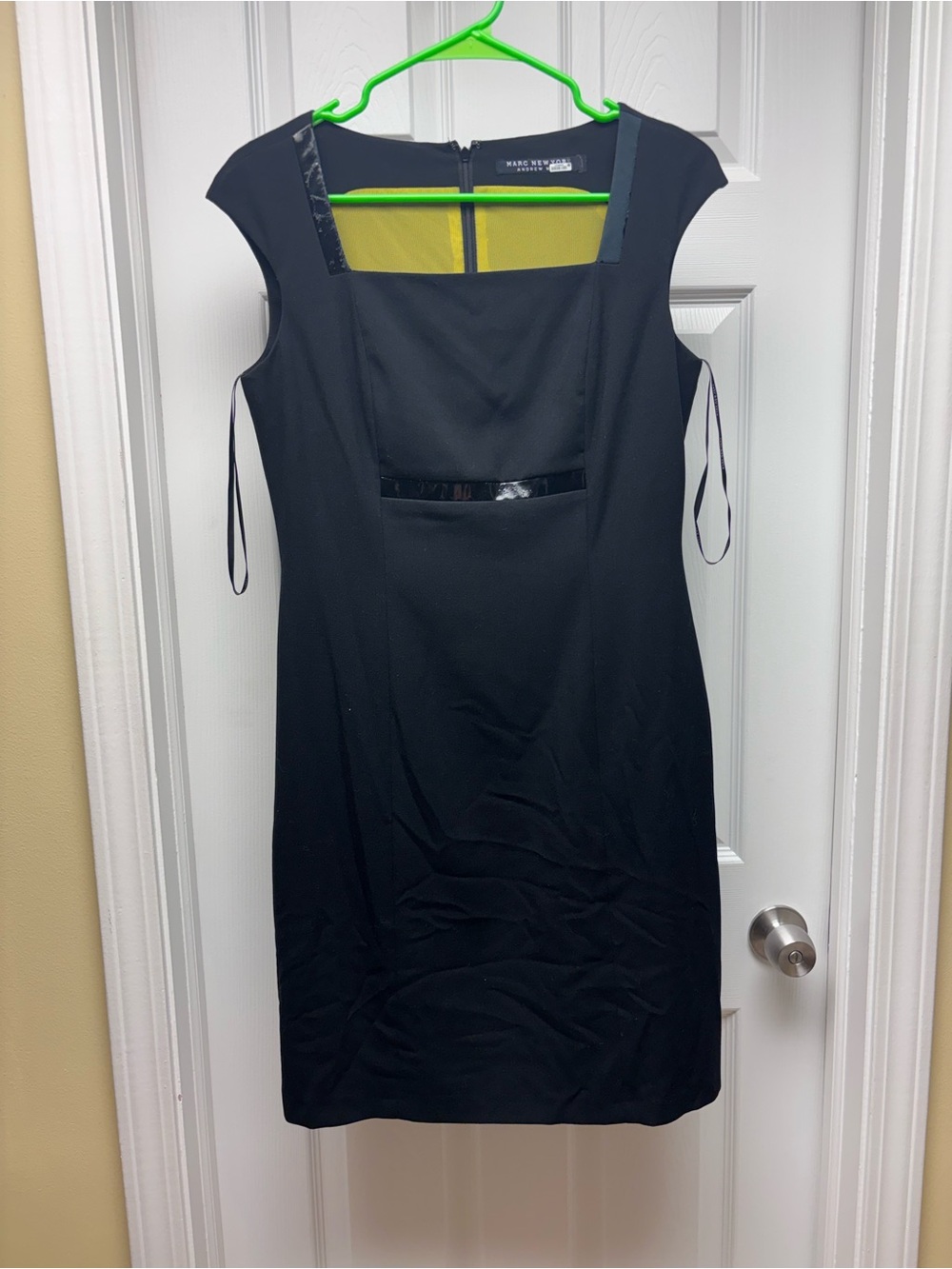 Marc New York Andrew Marc Black Sheath Dress w/ Pockets | Square Neck | AS IS